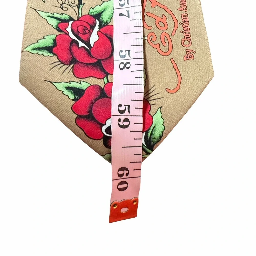 Ed Hardy By Christian Audigier Silk Neck Tie Skull Roses Dragon Tattoo 60